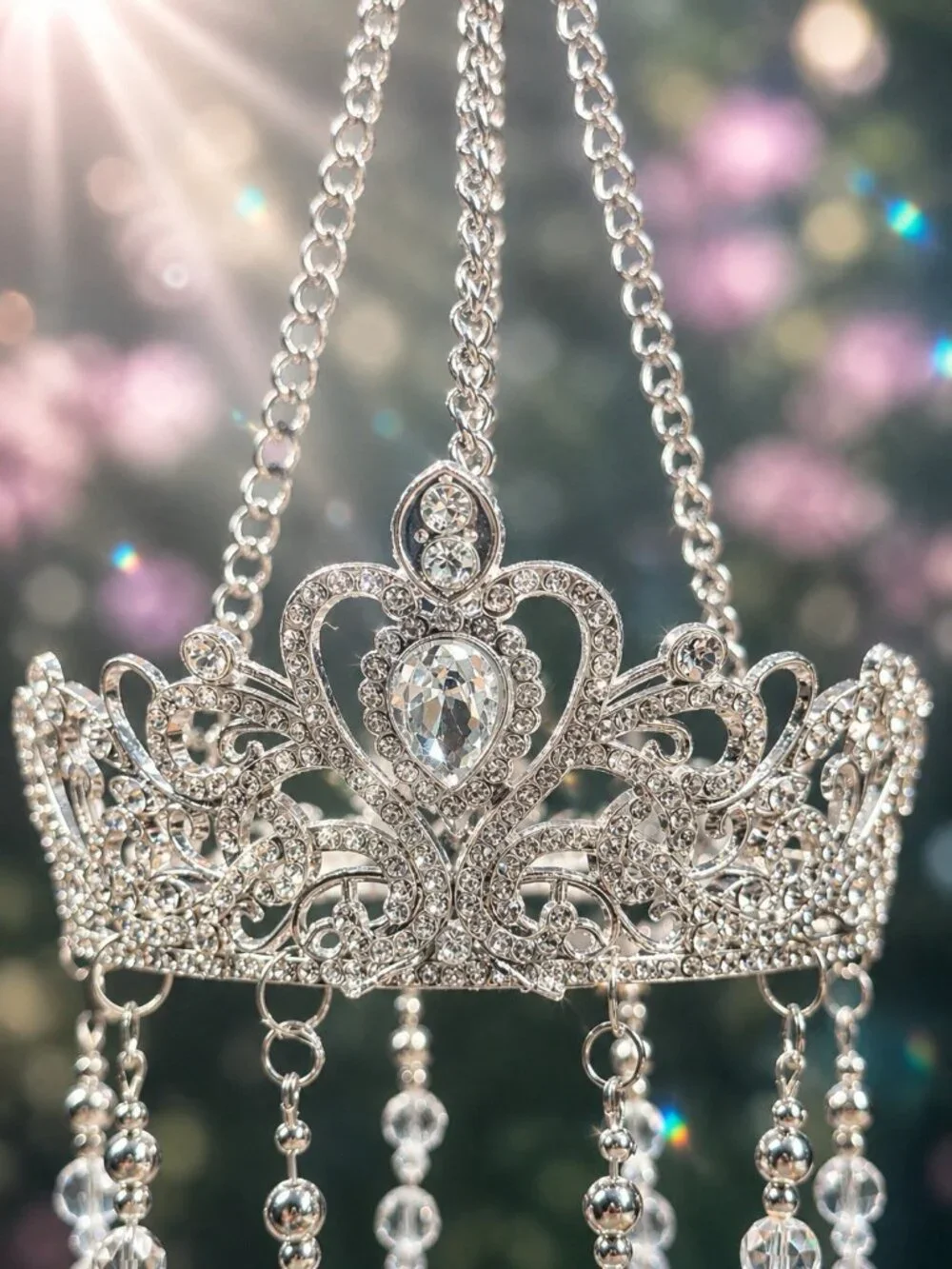 REIMAGINED Crystal Crown Sun Catcher AB Crystals Rhinestones  Glass Hanging NWT